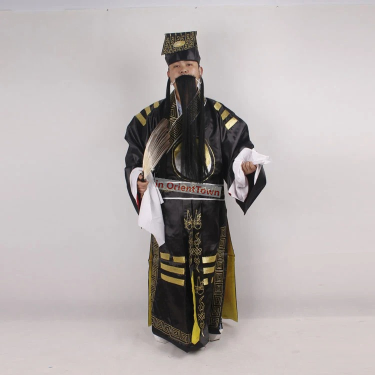 Opera cinese Robe + Cappello Costumi dell'Opera di Pechino Periodi dei Tre Regni Zhu Geliang Uniforme Bagua Tai Chi Wudang Daoista Drama Outfit