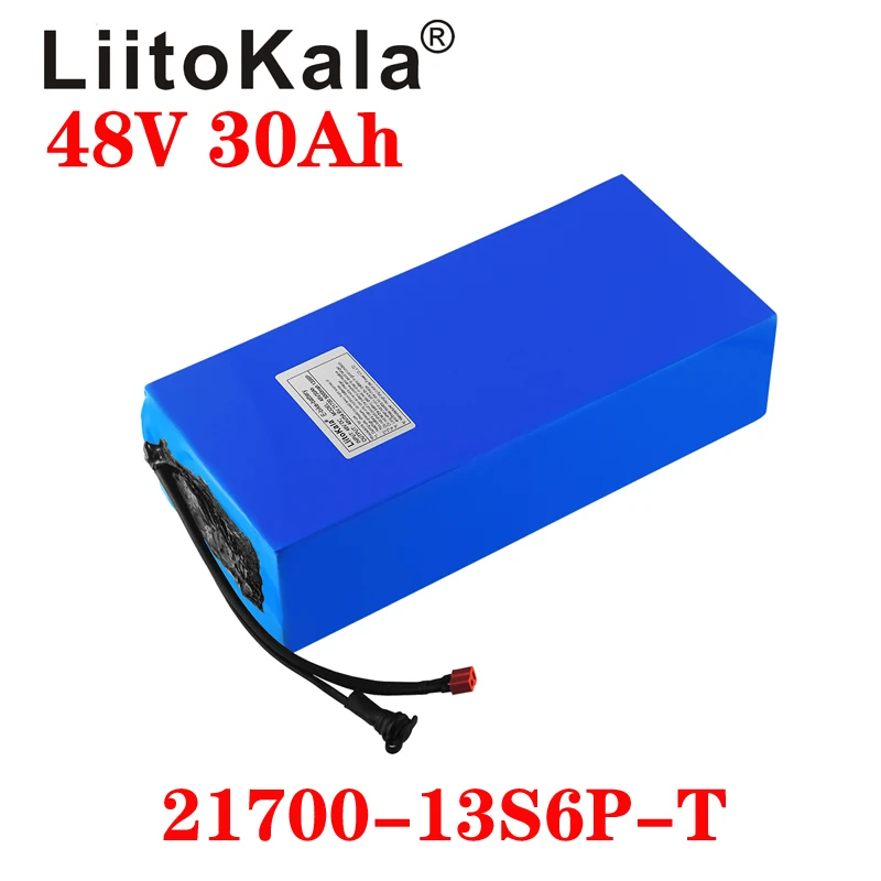 Liitokala 48v 30ah 21700 5000mah 13s6p Lithium ion Battery Scooter Battery 48V 30ah Bike Bike Battery XT60 48V5A Charger