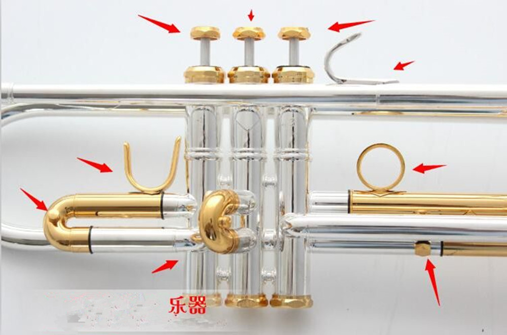LT180S-72 BB Süper Trompet Aletleri Yüzey Altın Gümüş Kaplama Pirinç Bb Trompeta Profesyonel Müzik Aleti