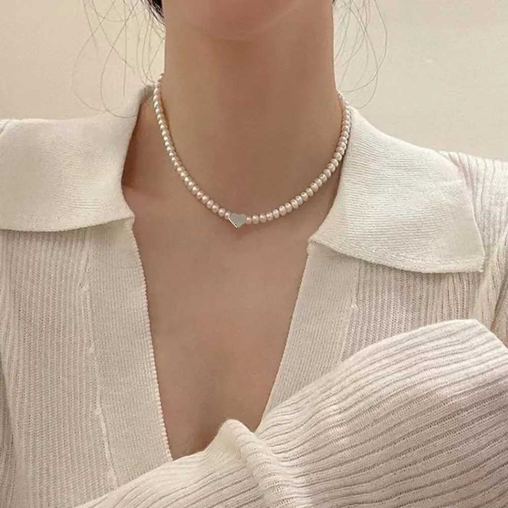 Naszyjniki wisiorek Modny naszyjnik w kształcie serca dla kobiet luksusowy naszyjnik perłowy dla kobiet naszyjnik perłowy dla kobiet akcesoria ślubne