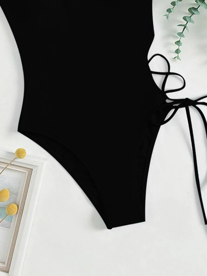 Designer swimwear nova decoração de triângulo de metal sexy europeu e americano cor sólida cinta de cintura feminina maiô triângulo barriga cobrindo praia biquíni maiô