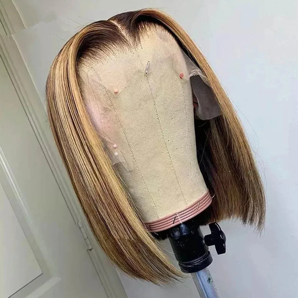 Peluca Frontal de encaje transparente HD 13x4, peluca recta con corte Bob, pelucas de cabello humano Bob corto para mujer, peluca con cierre 4x4 180%