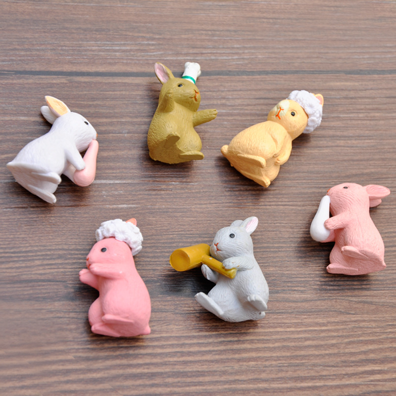 12 pièces/ensemble mignon guirlande lapin pvc animal poupée 3d miniature lapin figurine voiture décoration petits ornements