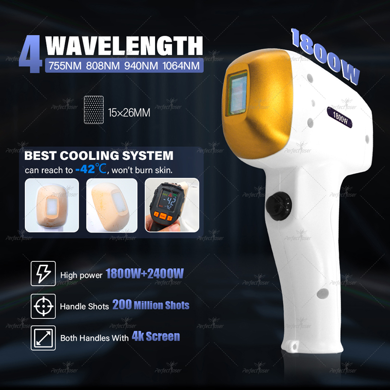 PerfectLaser 2024 Senaste 755nm 808nm 940NM 1064NM 4 Våglängder 808 Diode Laser Body Laser Hårborttagningsmaskin för salonginstrument