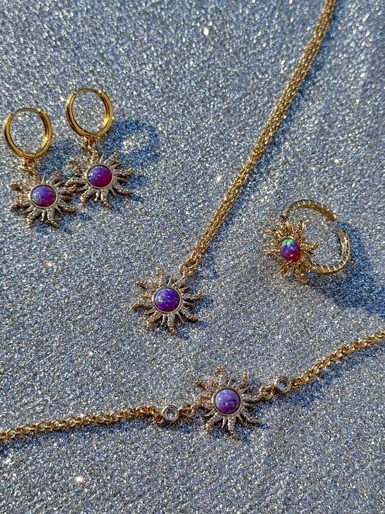 Collier ras du cou avec pendentif géométrique étoile en Zircon opale pour femmes, ensemble de bijoux à breloques Vintage pour fête de mariage, accessoires