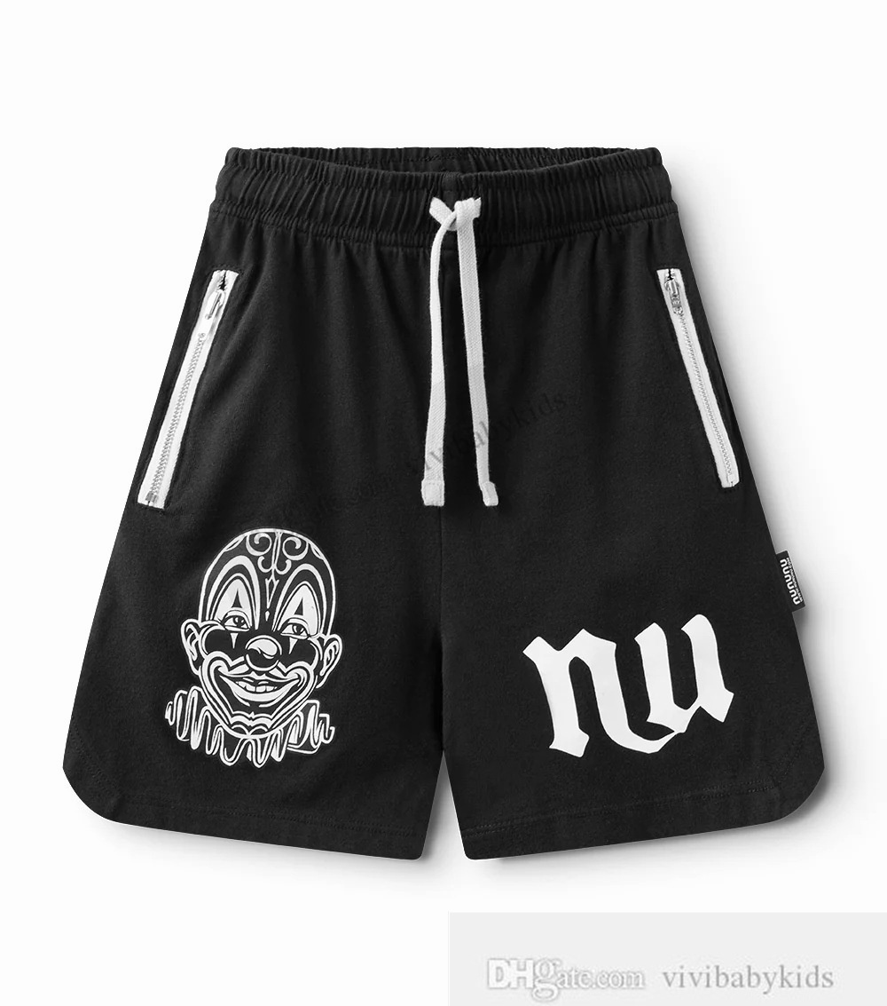 Fashion children cartoon letter printed shorts NU style boys girls hole casual half pants INS kids Gradient cotton casual shorts S1134