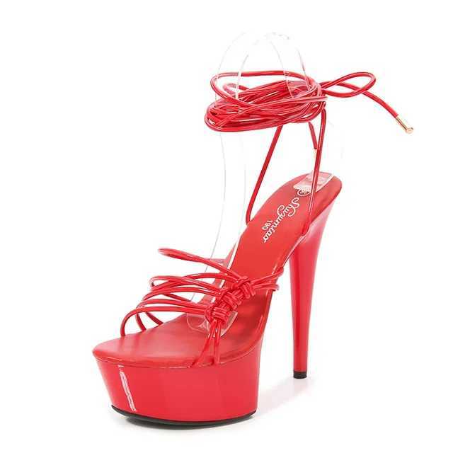 Scarpe eleganti 2023 Nuove donne Décolleté gladiatore Caviglia incrociate con cinturino Sandali da night club 15CM Sexy Tacchi alti a fascia stretta Modello di moda H2403214SHA