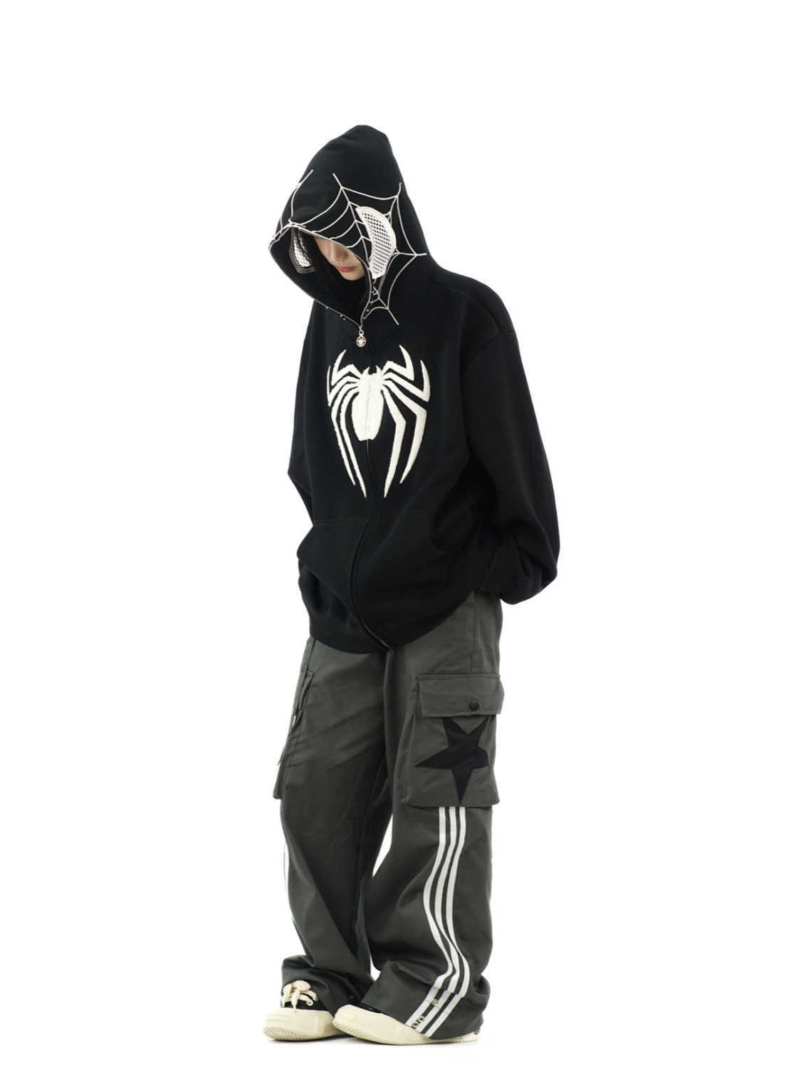 Chemise de sport sombre d'automne, sweat à capuche pour hommes et femmes, gothique, Couple Spider Man, fermeture éclair imprimée