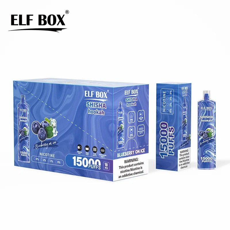 Original Elf Box SHISHA Hookah 15000 Puffs Disposable E-cigarettes 12 Flavors 650 MAh Rechargeable Battery 24Ml Prefilled Pod Big Vapor Kit Airflow Control instock