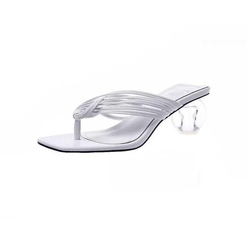 Robe chaussures Comemore femmes pantoufles blanc mode sandales femmes chaussures d'été 2024 talon transparent élégant femme tongs talons hauts h240325