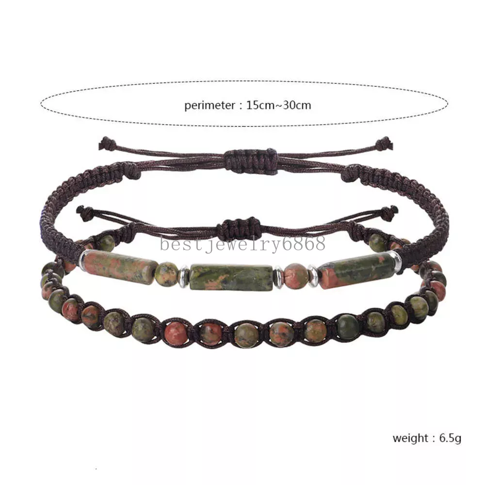 Neues Stein-Armband-Set, handgefertigt, gewebt, Amethyst, Tigerauge, Säulenstein, Perlen, Paar-Armbänder, verstellbar, für Männer und Frauen, Perlen-Charms-Schmuck