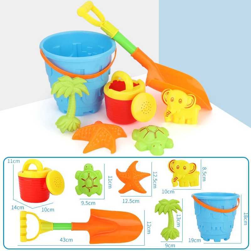 Sand Play Water Fun Summer Soft Baby Beach Toys Kids Bath Play Sandbox Set Beach Party Watering Can Bucket Sand Molds Toys Water Game 240321