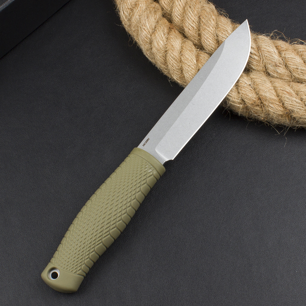 Top Quality H3887 High End Straight Knife 14C28N Stone Wash Blade Full Tang Kraton Handle Outdoor Camping Hiking Survival Knives with Kydex