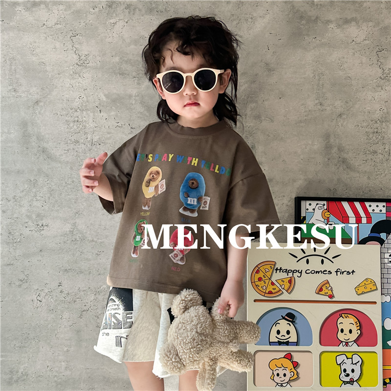 Kinder cartoon brief gedruckt T-shirt jungen kurzarm baumwolle casual tops 2024 sommer kinder lose sport shorts Z7282