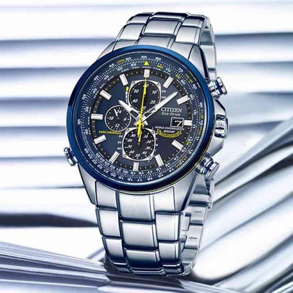 Luxury WateProof Quartz Watches Business Casual Steel Band Watch Men's Blue Angels World Chronograph WristWatch247a