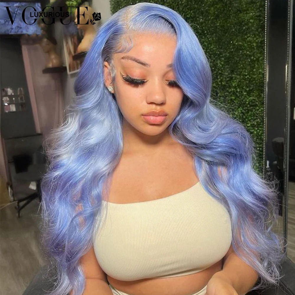 13x6 Blue Body Wave Lace Front Human Hair Wigs 13x4 Transparent Lace Frontal Wig for Women Glueless 4x4 Closure Wig 150% Density