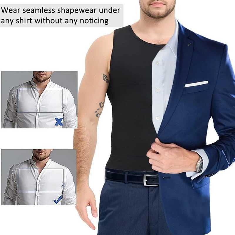 Slimming Belt Mens body shaping vest compression shirt for weight loss abdominal control tight fitting training and chest underwear 24321