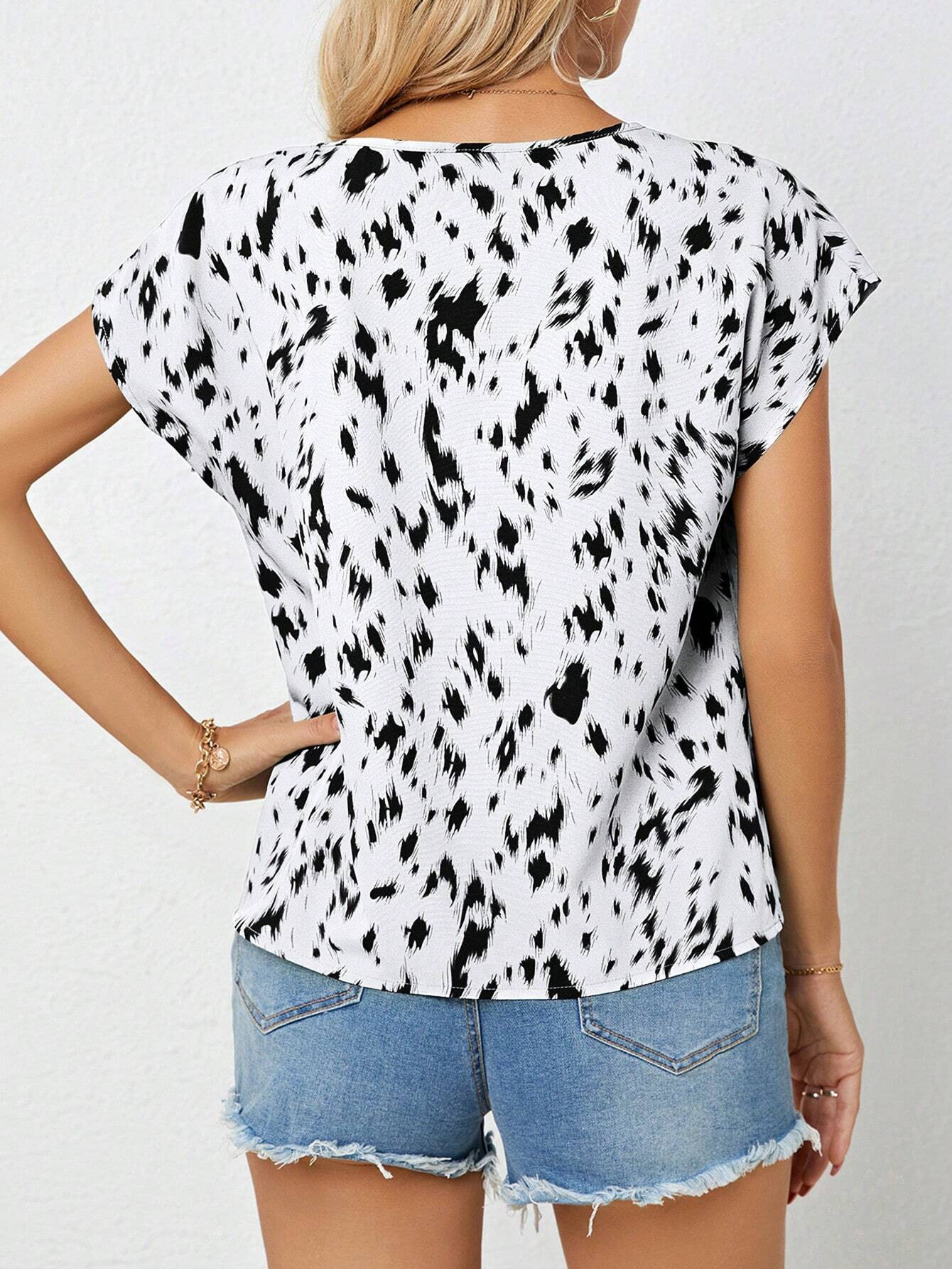 Women's Designer Spring/Summer T-Shirt Full Edition Printed Bat Sleeve Top