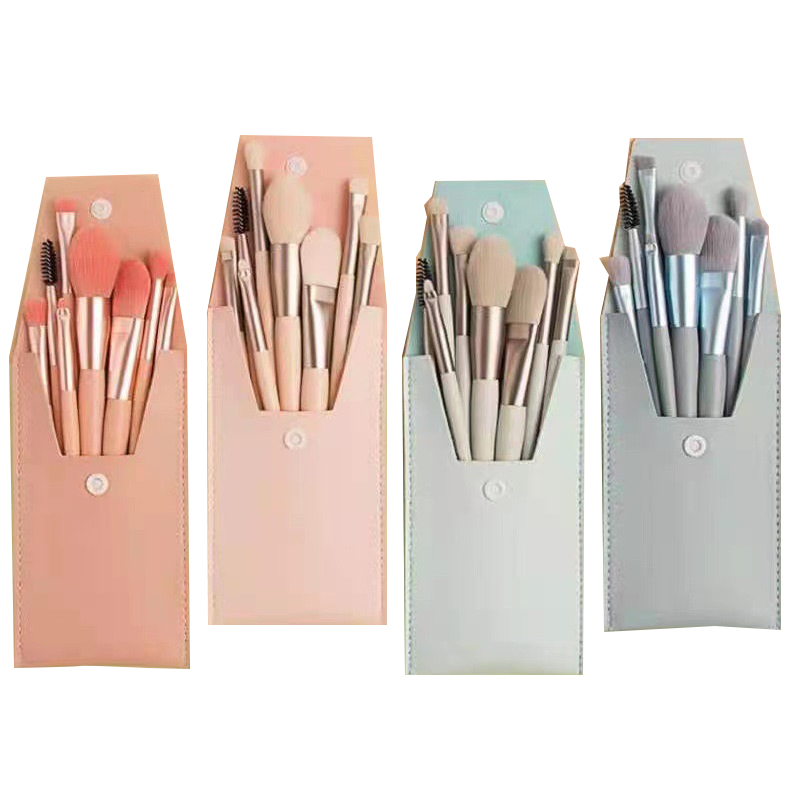 Ensemble de pinceaux de maquillage sablier - 8 pièces poudre fard à joues ombre à paupières correcteur de plis sourcils Liner Smudger poignée en métal bronze foncé outils de mélange de cosmétiques en gros