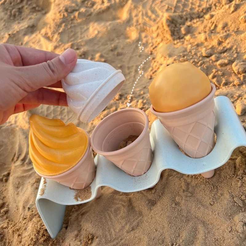 Sand Play Water Fun Children Beach Play Toys Sand Castle Mold Shovel/Rake/Bucket/Bulldozer Tool Smittbarn pojkar flickor rolig sandgrävning leksak 240321