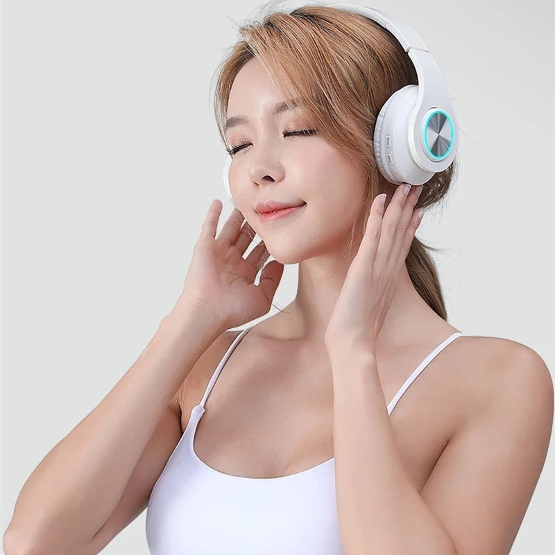 Foldable And Pluggable Card Wireless Bluetooth Headset Light-emitting Headphone Computer Gaming Headsets Headsethead Mounted Earphone DHL Fast