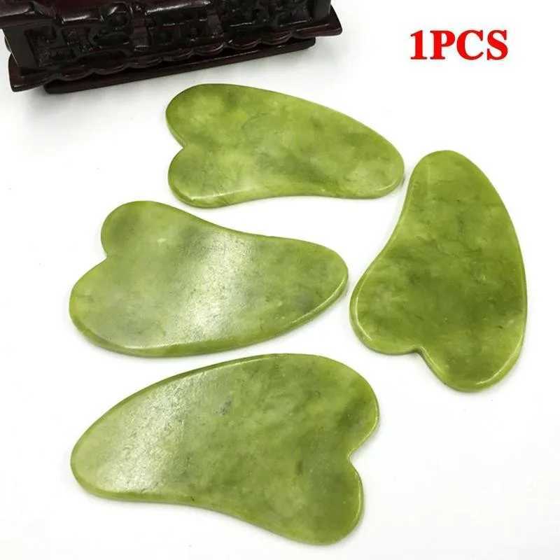 Face Massager Natural Green Jade Stone Guasha Facial Massage Tool SPA Treatment Massage Machine Gout Stone Anti Pressure Body Scratching Board 240321