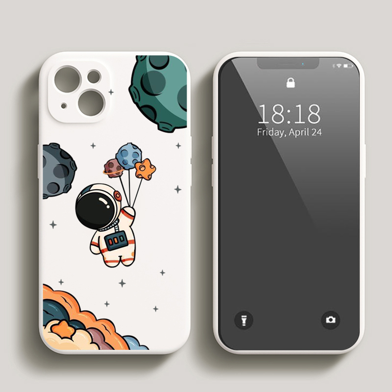 Nytt astronauttelefonfodral för iPhone 15 14 13 Pro 12 11 Pro XS X XR Max 8 7 SE Strong Silicone Cases Soft Back Cover