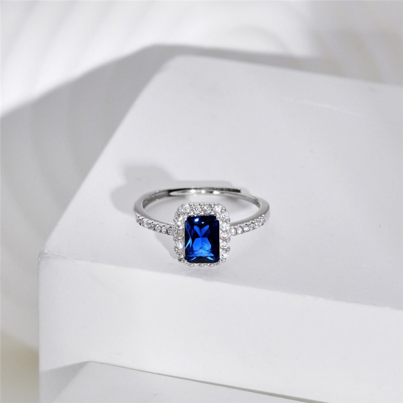 1ct diamant bagues de créateurs pour femme mer 925 bague de fiançailles en argent sterling bijoux bleu rouge bleu 5A zircone femmes mariage ami boîte cadeau ouverture réglable