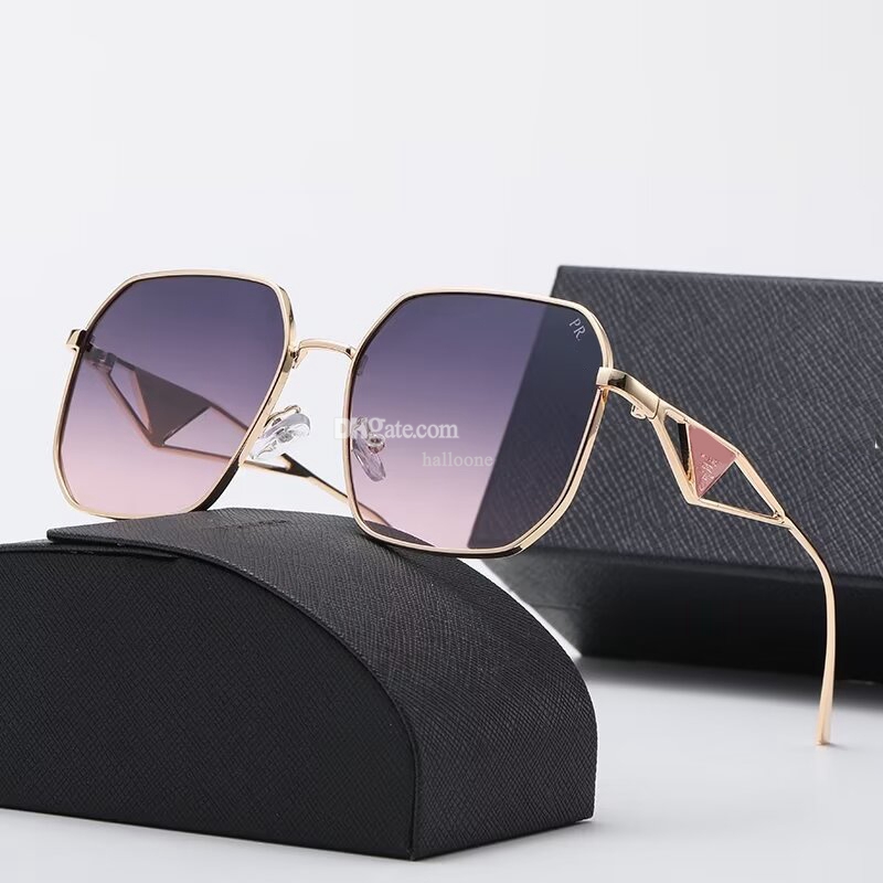 مصمم نظارات شمسية للرجال للنساء مثلث أزياء الشعار الفاخرة الإطار الكامل مرآة Sunshade Mirror مستقطبة UV400 نظارات حماية مع صندوق