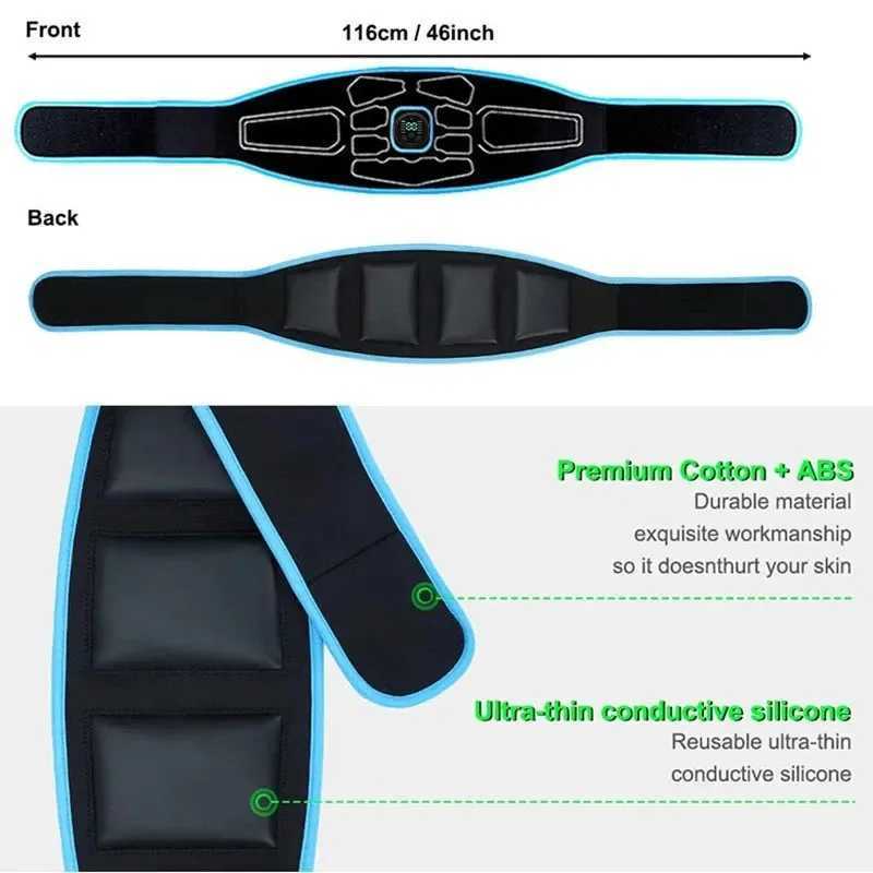 Slimmbälte EMS Muscle Stimulator Massage ABS Trainer Abdominal Tuning Belt Abdominal midja USB Laddningsutrustning 240321