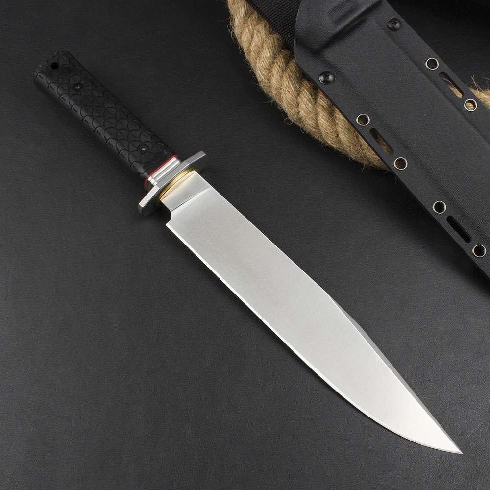 Offerta speciale H3888 Coltello dritto di fascia alta 9Cr18Mov Stone Wash Bowie Blade Nero G10 Maniglia Esterna di campeggio Escursionismo Sopravvivenza Coltelli a lama fissa con Kydex