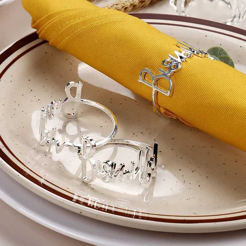 Anneaux de serviette 1/6 pièces anneaux de serviette cuisine fête hôtel porte-serviettes alliage métal serviette boucle mariage dîner Table décoration 240321