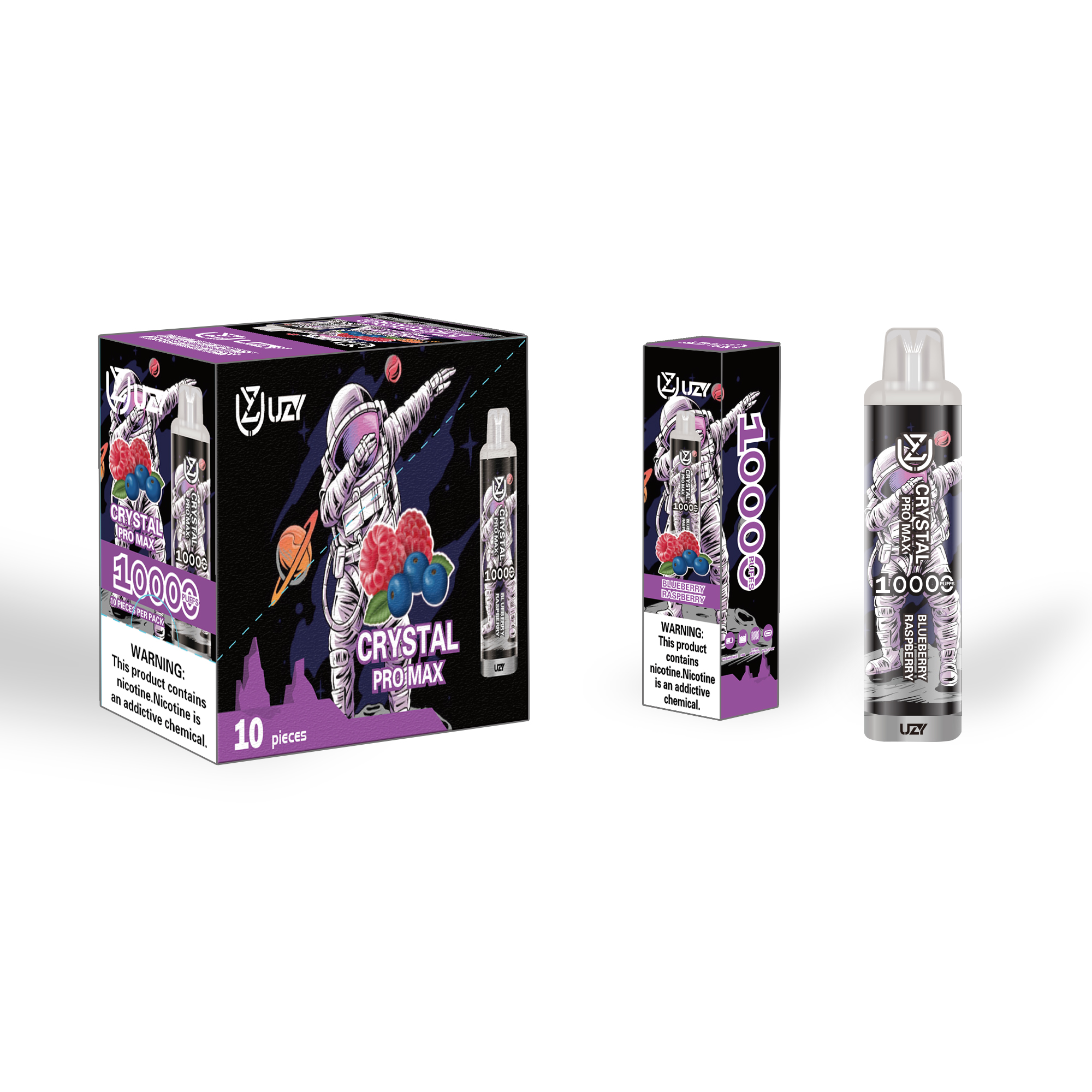 UZY Crystal Pro Max 10000 puff 10k puff Disposable Vape 0% 2% 3% 5% Puff 10k 16ml Preloaded 650mAh Rechargeable electronic cigarette vape pens LED Flashlights