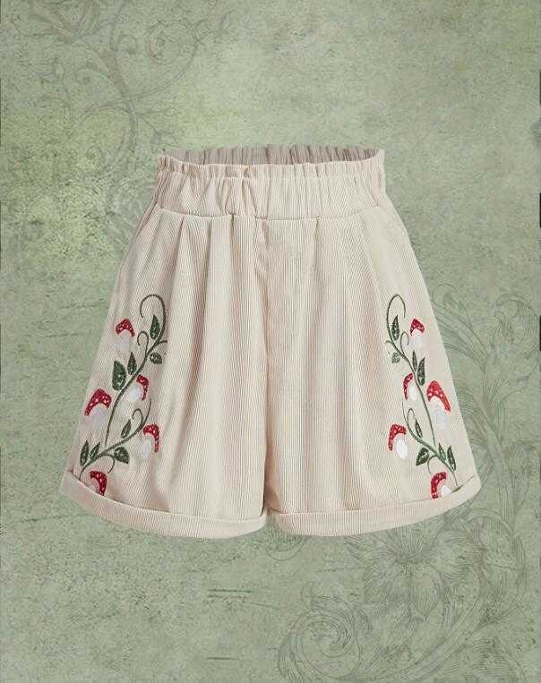 2023 novo veludo bordado cintura elástica shorts casuais