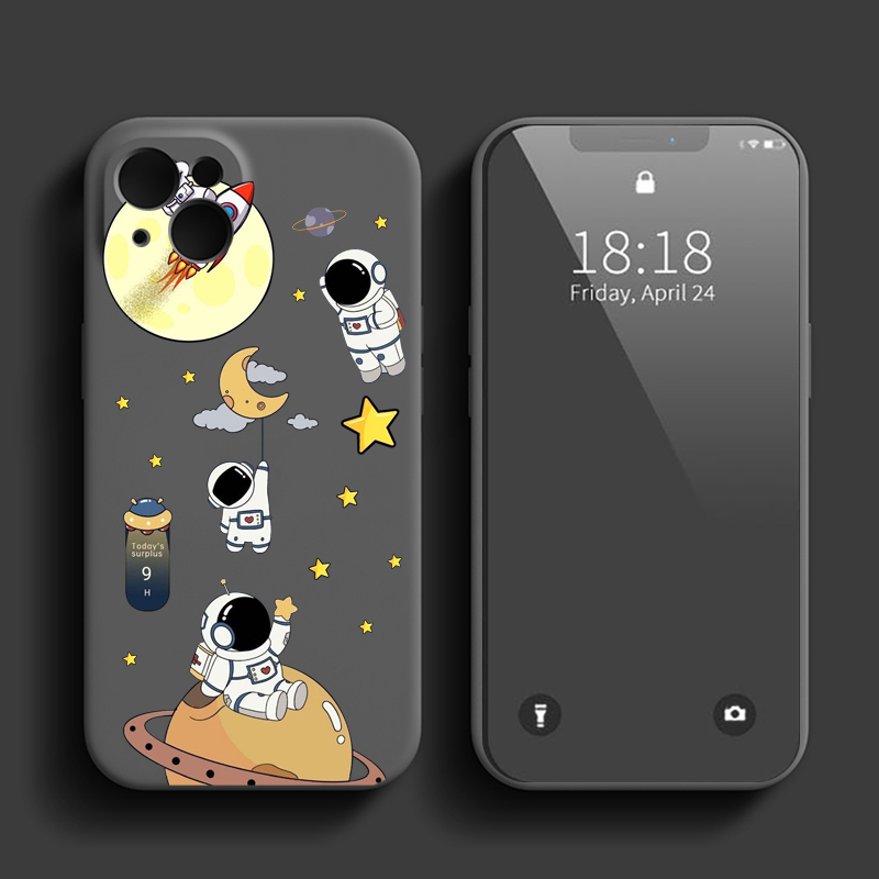 Nytt astronauttelefonfodral för iPhone 15 14 13 Pro 12 11 Pro XS X XR Max 8 7 SE Strong Silicone Cases Soft Back Cover