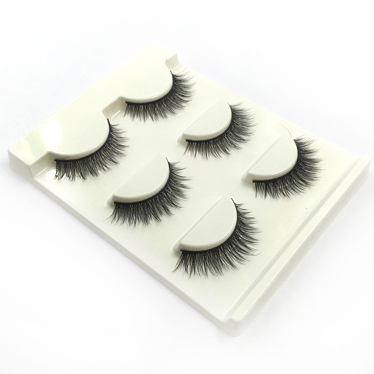 3D-02 Natural Slim Style 3D false eyelashes Fashionable nude makeup Handmade eyelash three pair set