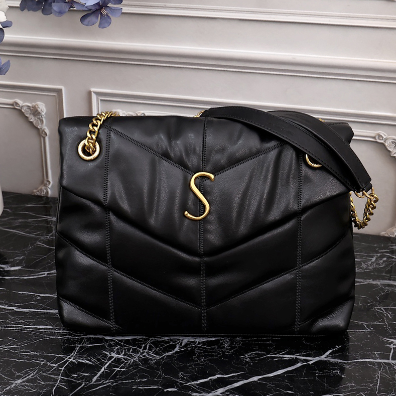 Sac fourre-tout de luxe Sac à bandoulière Fourre-tout Classique Mode Cuir de veau noir Rabat pour femme Sac à main en cuir véritable Sac à main