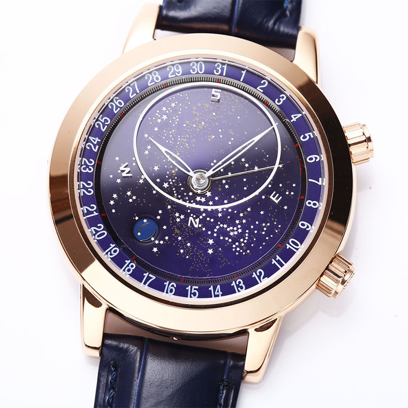 montre hommes moonwatch noctilucent 44mm mouvement mécanique automatique saphir miroir visage montres de créateurs bracelet en cuir montre-bracelet étanche montre de luxe