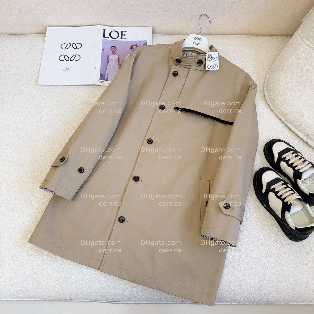 Designer Luxury Women Trench Coat Windbreaker Jacket Classic L Letters Löst kappa Kvinnliga långa diklar