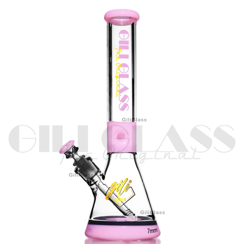 7mm d'épaisseur Narguilés Beaker Bong avec logo aléatoire couleur base tuyau d'eau receveur de glace grand 16 