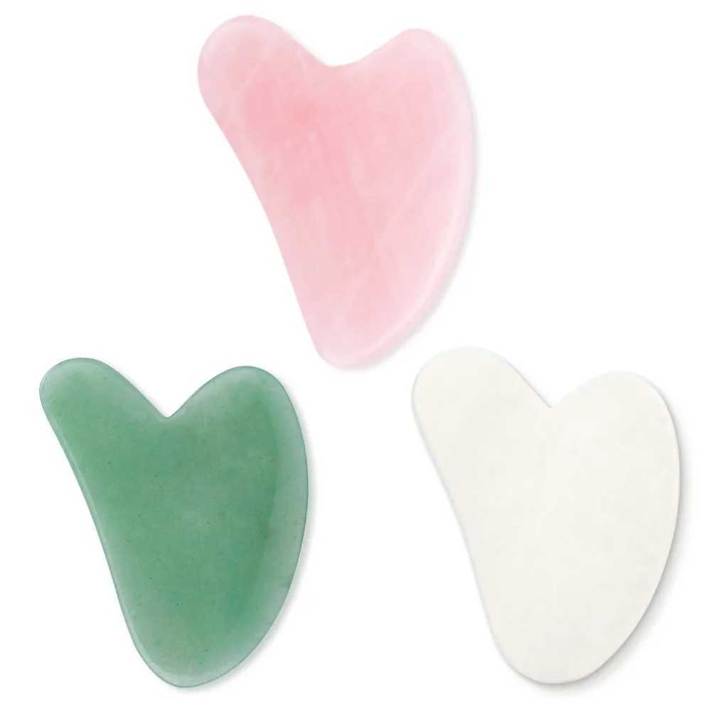 Face Massager 1 Gua Sha Jade Heart Shaped Spa Handmade Wrinkle Prevention Facial Relaxation Care Beauty Skin Care Gua Sha Facial Massage Tool 240321