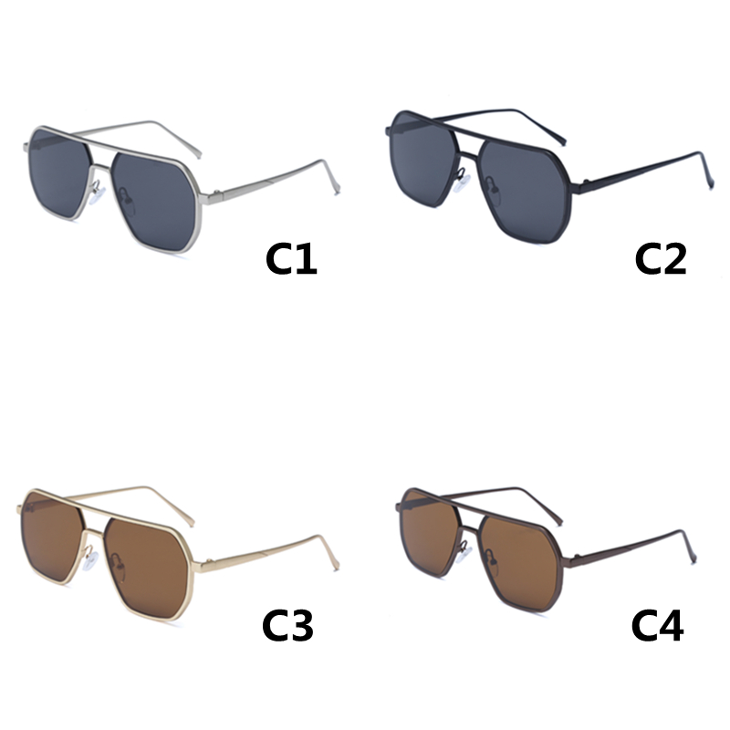 Gafas de sol de polígonos de lujo para hombres marco de metal marco de metal de solas gafas de conducción deportiva UV400 Eyewear