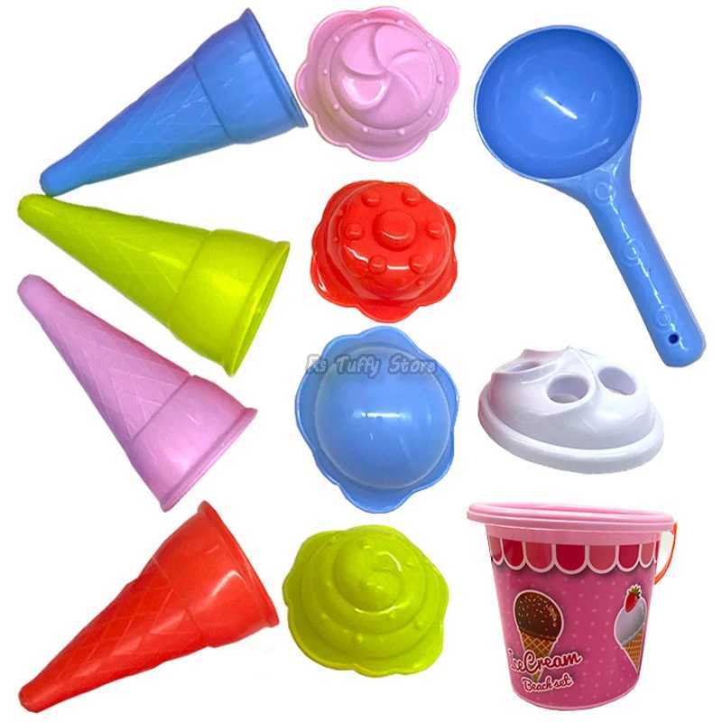 Sand Play Water Fun 6st Söt timglas Ice Cone Scoop Bucket Model Set Beach Toys Spela Water Sand Plastic Tools Kids Summer Outdoor Game Gift 240321