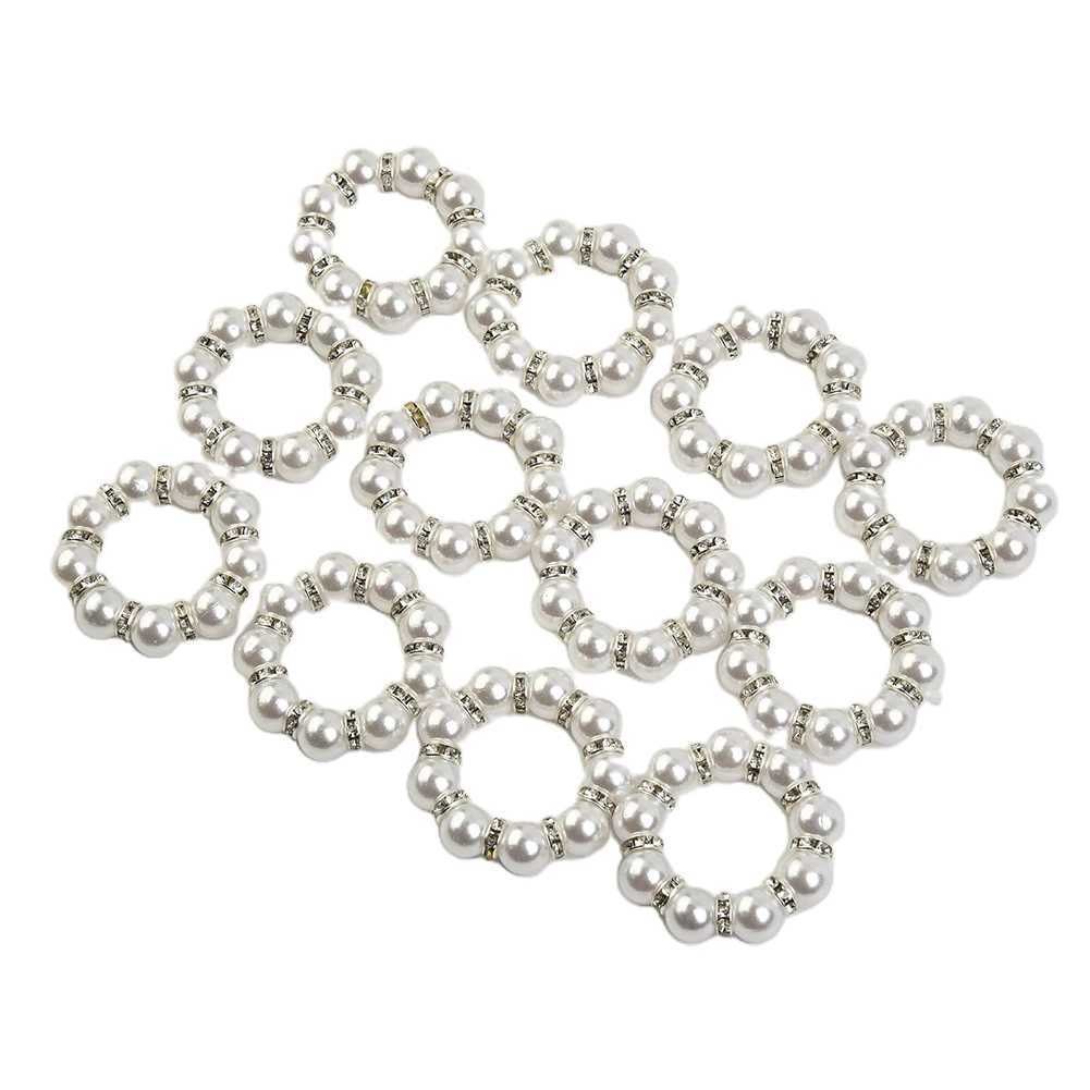 Anneaux de serviette 12 pièces anneau de serviette en perles porte-serviettes embellissement de table en plastique blanc pour la décoration de cuisine de mariage de fête 240321