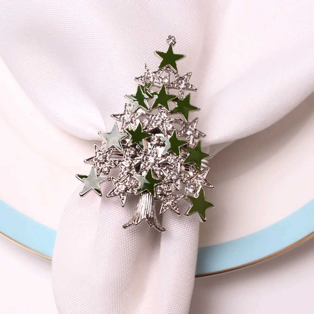 Towel Rings Christmas Napkin Ring Holders Xmas Table Decoration For Home Metal Reindeer Horn Tissue Ring Wedding Banquet Hotel Table Sup 240321