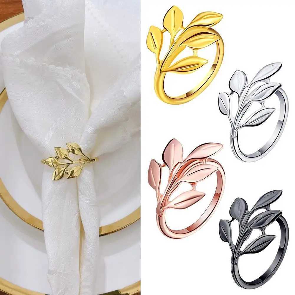 Towel Rings Rose Gold Napkin Rings Wedding Party Supplies Leaf-Shaped Napkin Buckles Hotel Table Decoration Accessories Towels Round Holder 240321