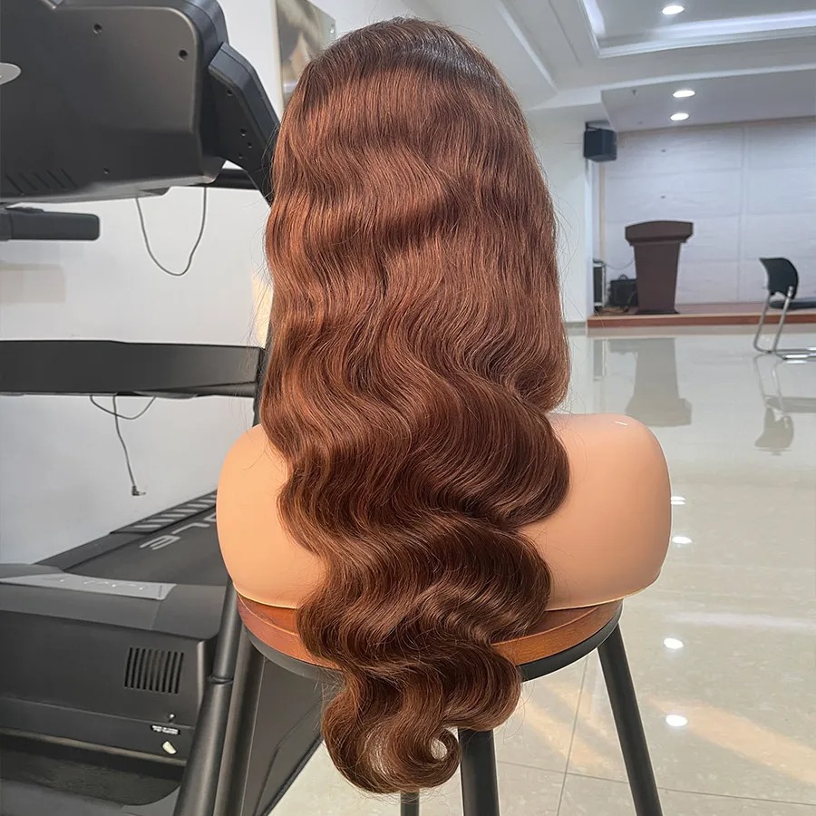Perruque Lace Front Wig Body Wave naturelle Remy, cheveux humains, brun chocolat, HD, 13x4, 100% cheveux humains, pre-plucked, couleur