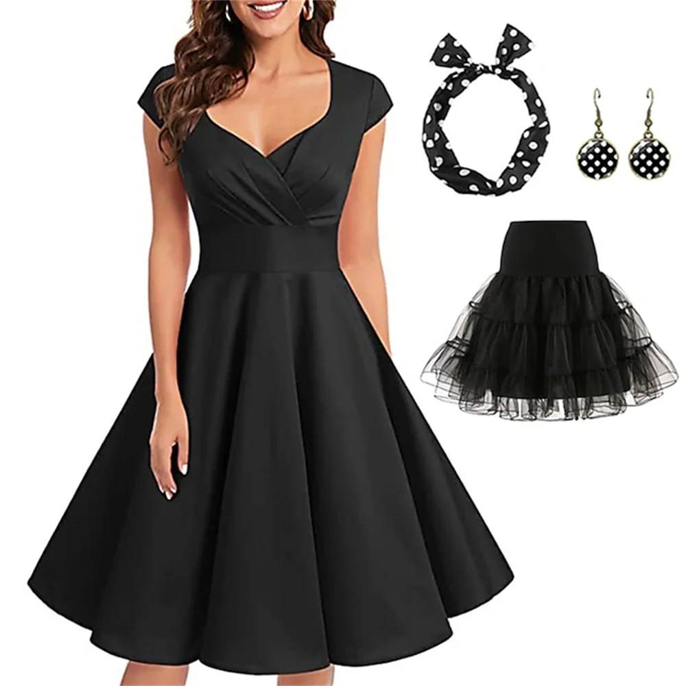 Retro Vintage 1950s A-Line Dress Flare Women's Costume Party Evening Masquerade Dress Christmas Party