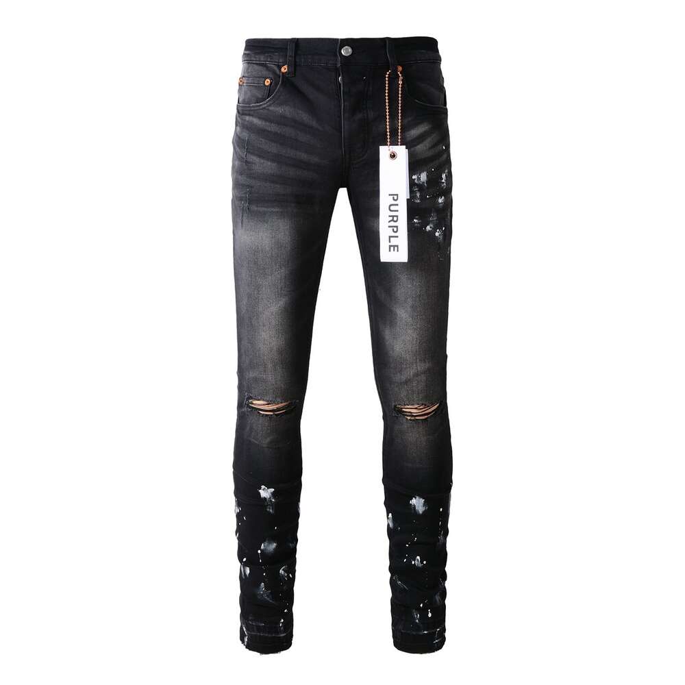 Lila Bxxxd Jeans American High Street Black Paint Distressed