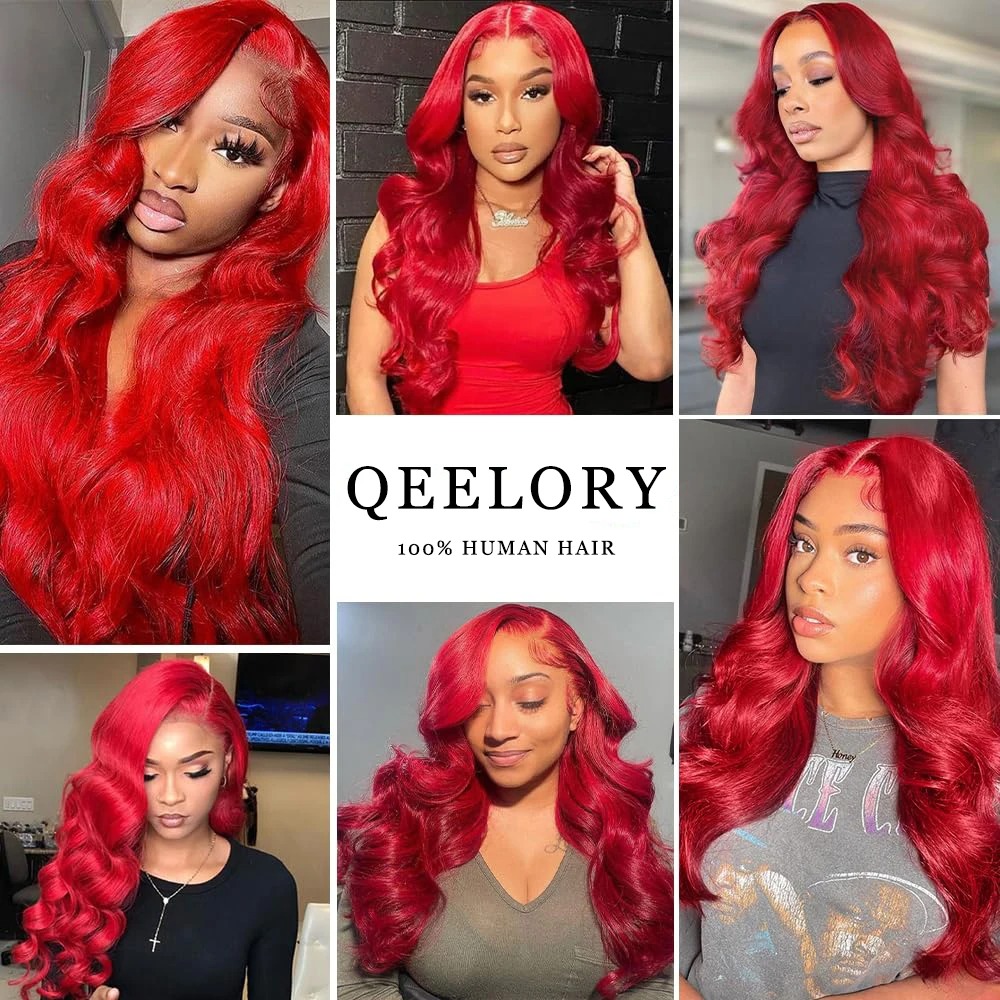 13x4 kırmızı dantel ön peruk insan saçı% 180 yoğunluklu vücut dalgası kırmızı renkli peruklar insan saçı hd şeffaf dantel ön peruk insan saç